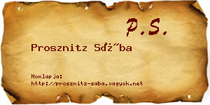 Prosznitz Sába névjegykártya
